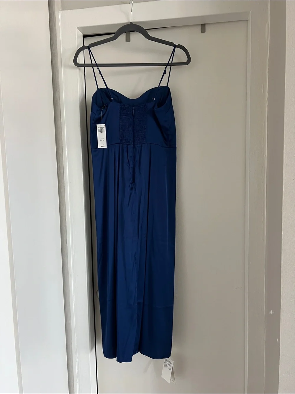 Abercrombie Navy Blue Satin Slip Dress with Spaghetti Straps